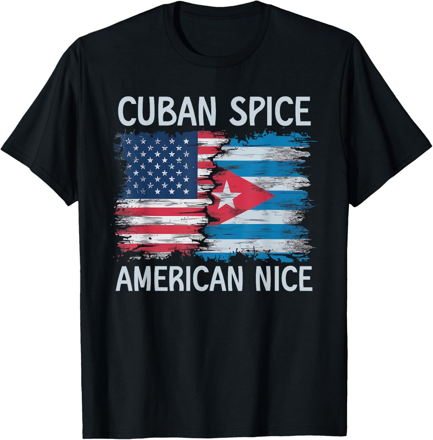 Half Cuban Half American USA Flag Cuba America T-Shirt - T-Shirt | Black