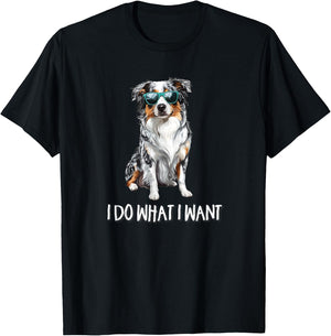 Funny Do What I Want Blue Merle Australian Shepherd Lover T-Shirt - T-Shirt | Black
