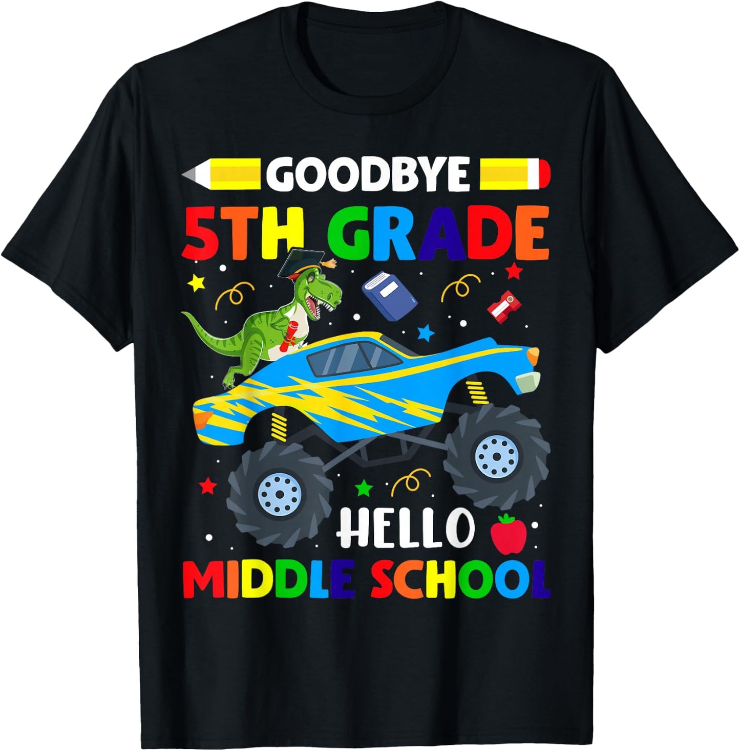 Goodbye 5th Grade Hello Middle School Graduation Class 2024 T-Shirt - T-Shirt | Black