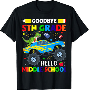 Goodbye 5th Grade Hello Middle School Graduation Class 2024 T-Shirt - T-Shirt | Black