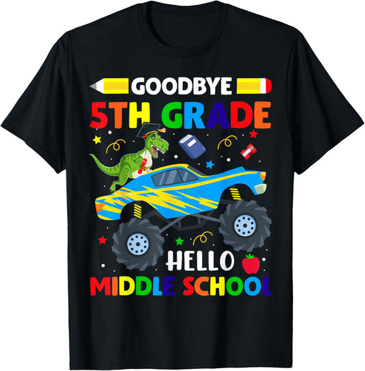 Goodbye 5th Grade Hello Middle School Graduation Class 2024 T-Shirt - T-Shirt | Black