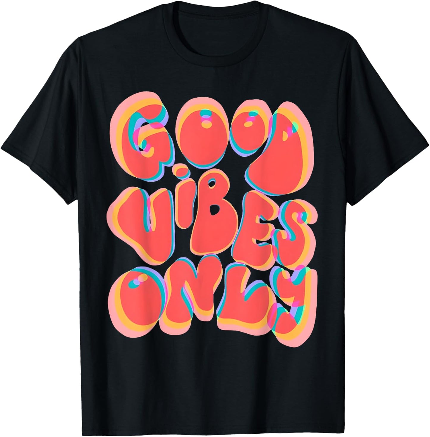 Good Vibes Only Trippy Vaporwave Techno Rave EDM Music Party T-Shirt - T-Shirt | Black