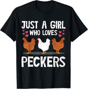 Funny Chicken Owner Art Girls Chicken Lover Farmer T-Shirt - T-Shirt | Black