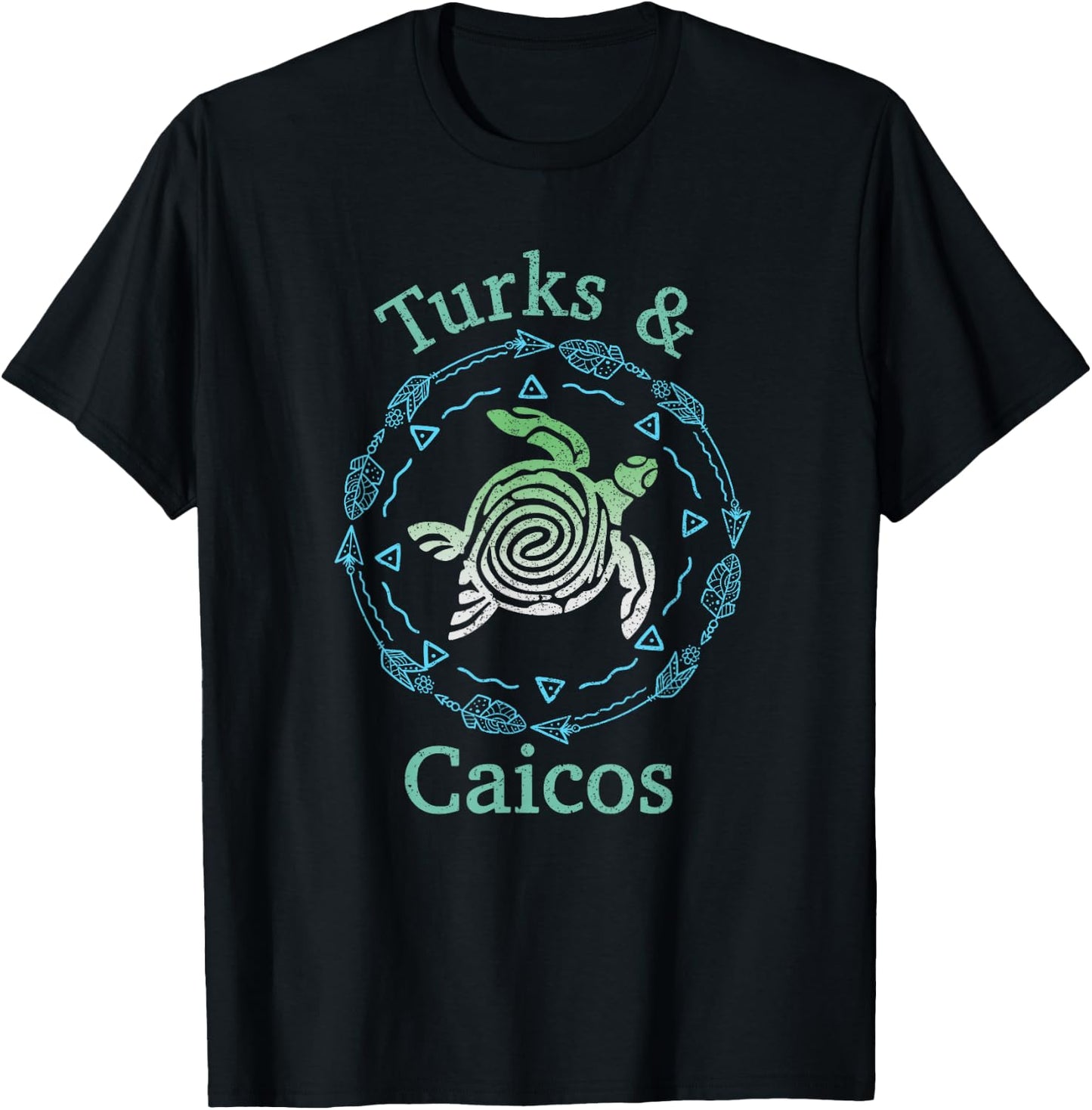 Turks And Caicos Shirt Vintage Tribal Turtle T-Shirt - T-Shirt | Black