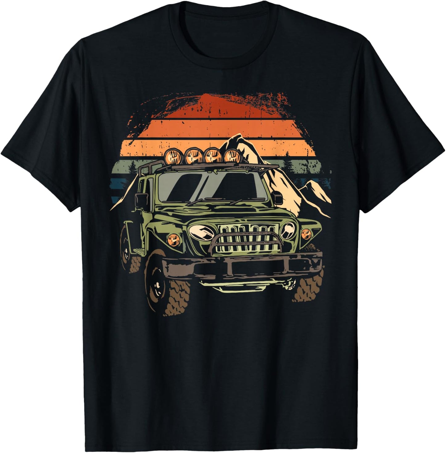 Off Road 4X4 Vintage Retro 70s Sunset Off Road T-Shirt - T-Shirt | Black