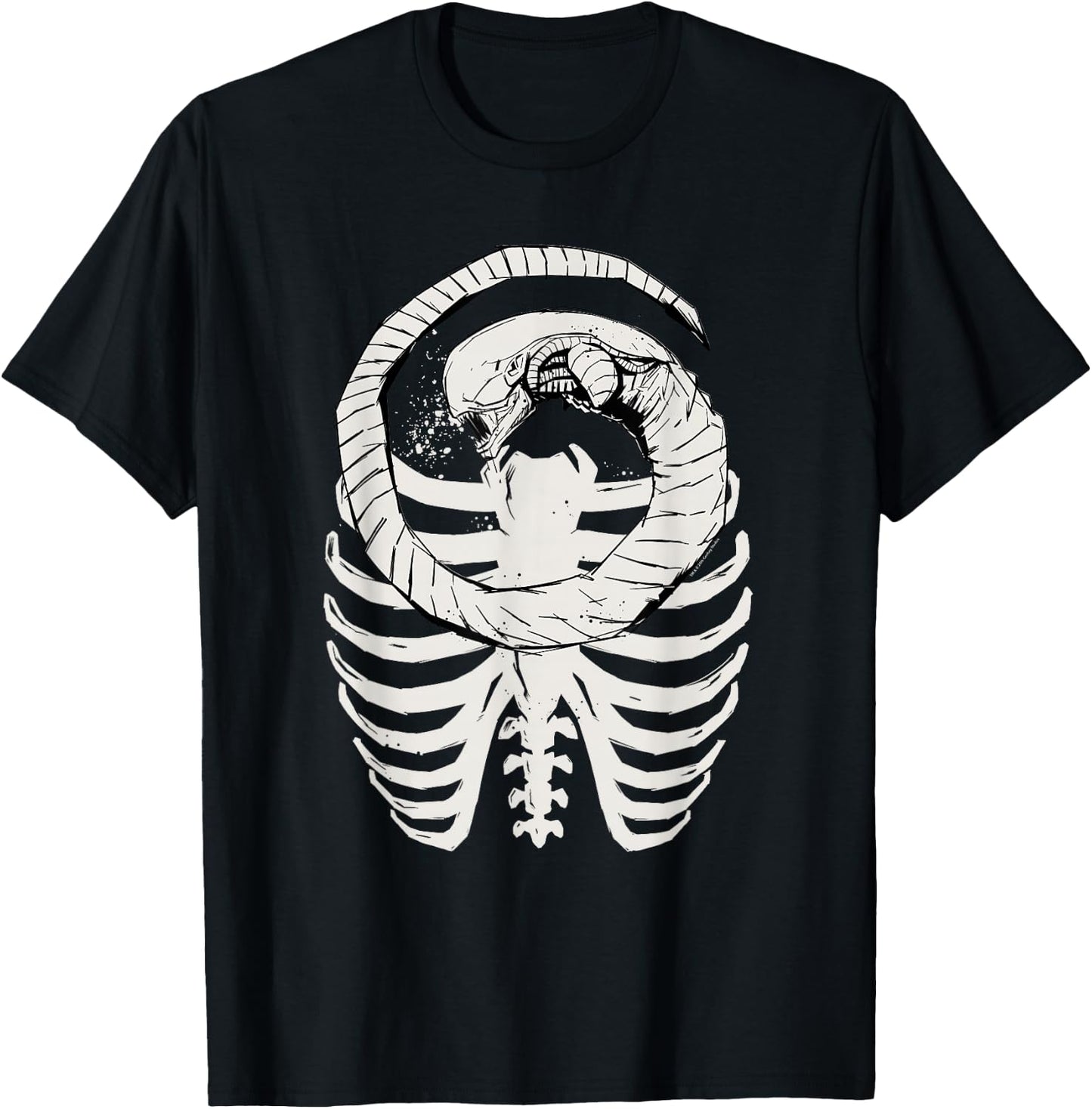 Alien: Romulus Xenomorph Chestburster in Ribcage Art T-Shirt - T-Shirt | Black