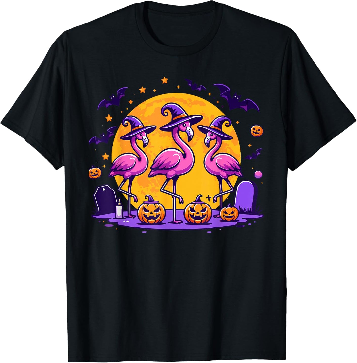 Happy Flamingoween Funny Flamingo Halloween Costume T-Shirt - T-Shirt | Black