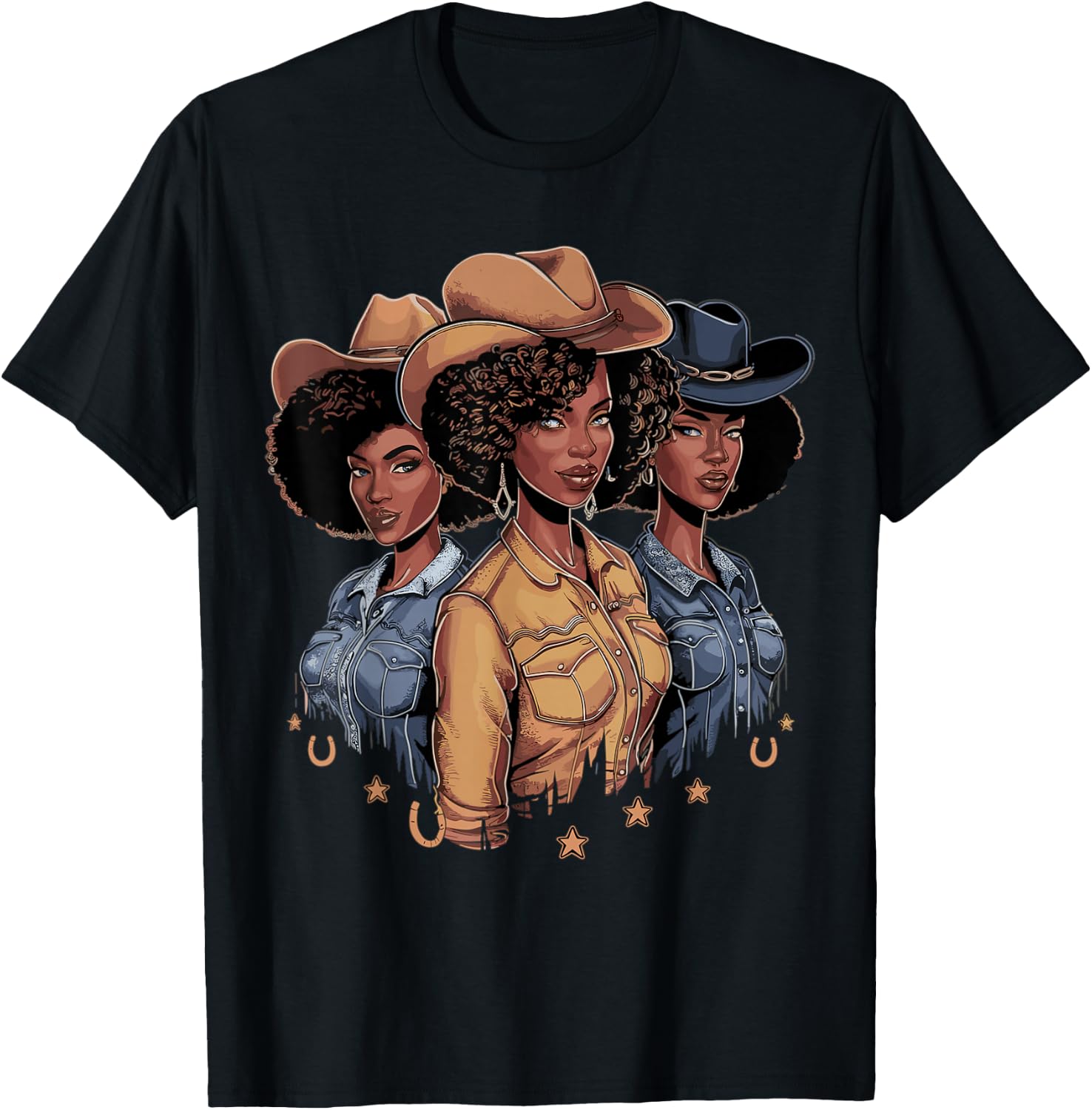 Black Cowgirl Rodeo Melanin T-Shirt - T-Shirt | Black