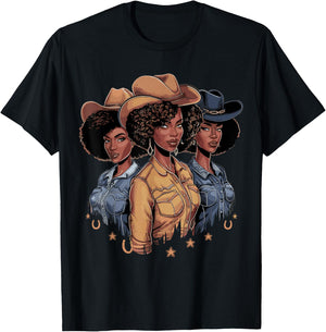 Black Cowgirl Rodeo Melanin T-Shirt - T-Shirt | Black