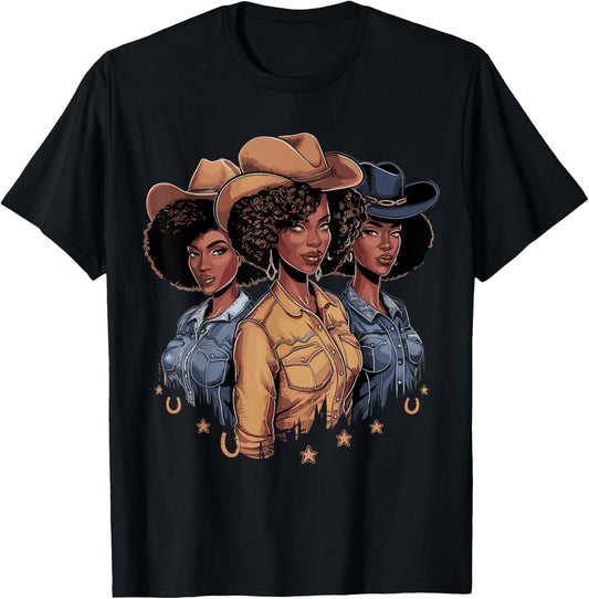 Black Cowgirl Rodeo Melanin T-Shirt - T-Shirt | Black