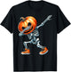 Halloween Boys Dabbing Skeleton Scary Pumpkin Jack O Lantern T-Shirt - T-Shirt | Black