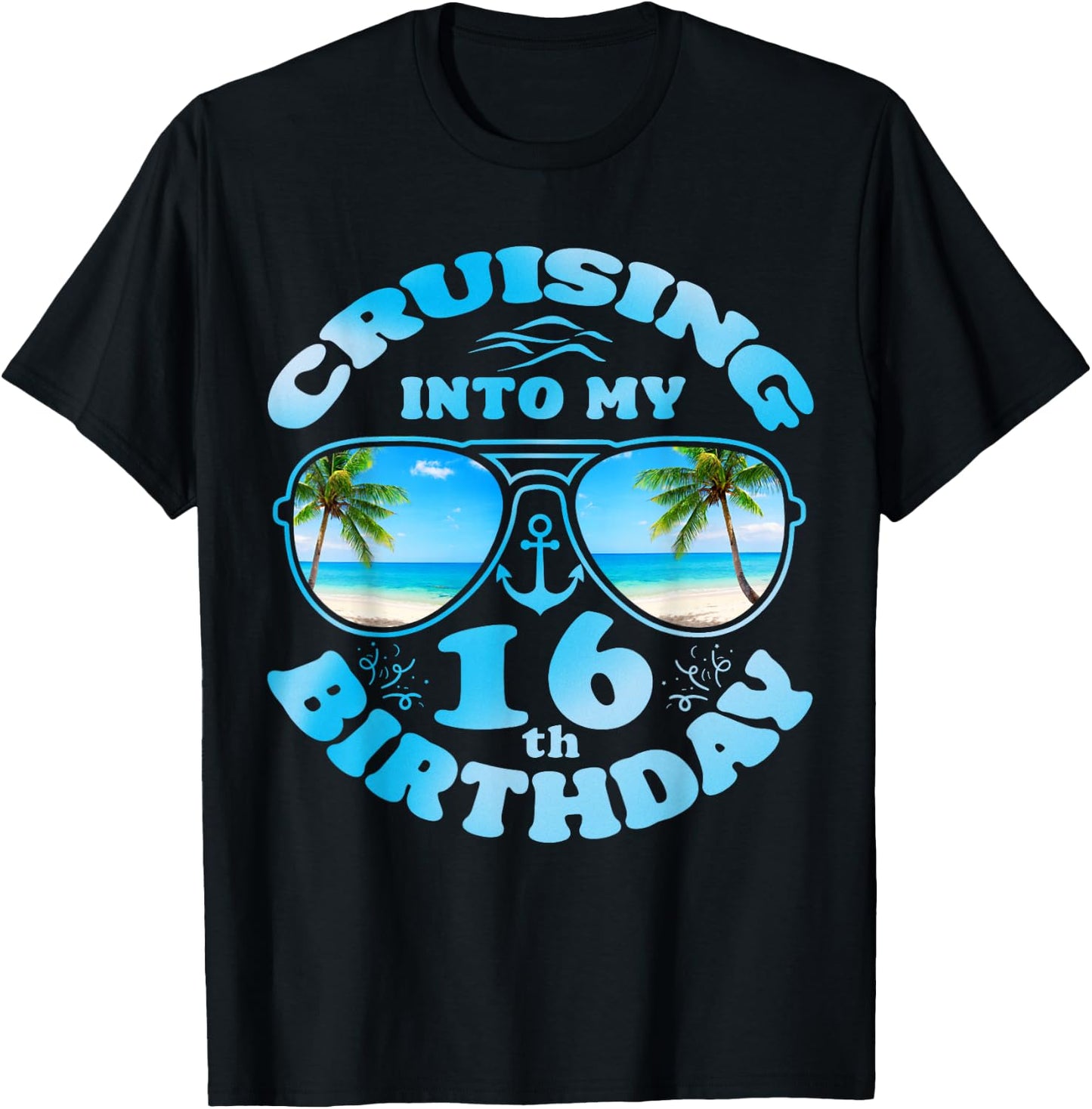 Cruising Into My 16th Birthday-16th Birthday Cruise 2024 T-Shirt - T-Shirt | Black