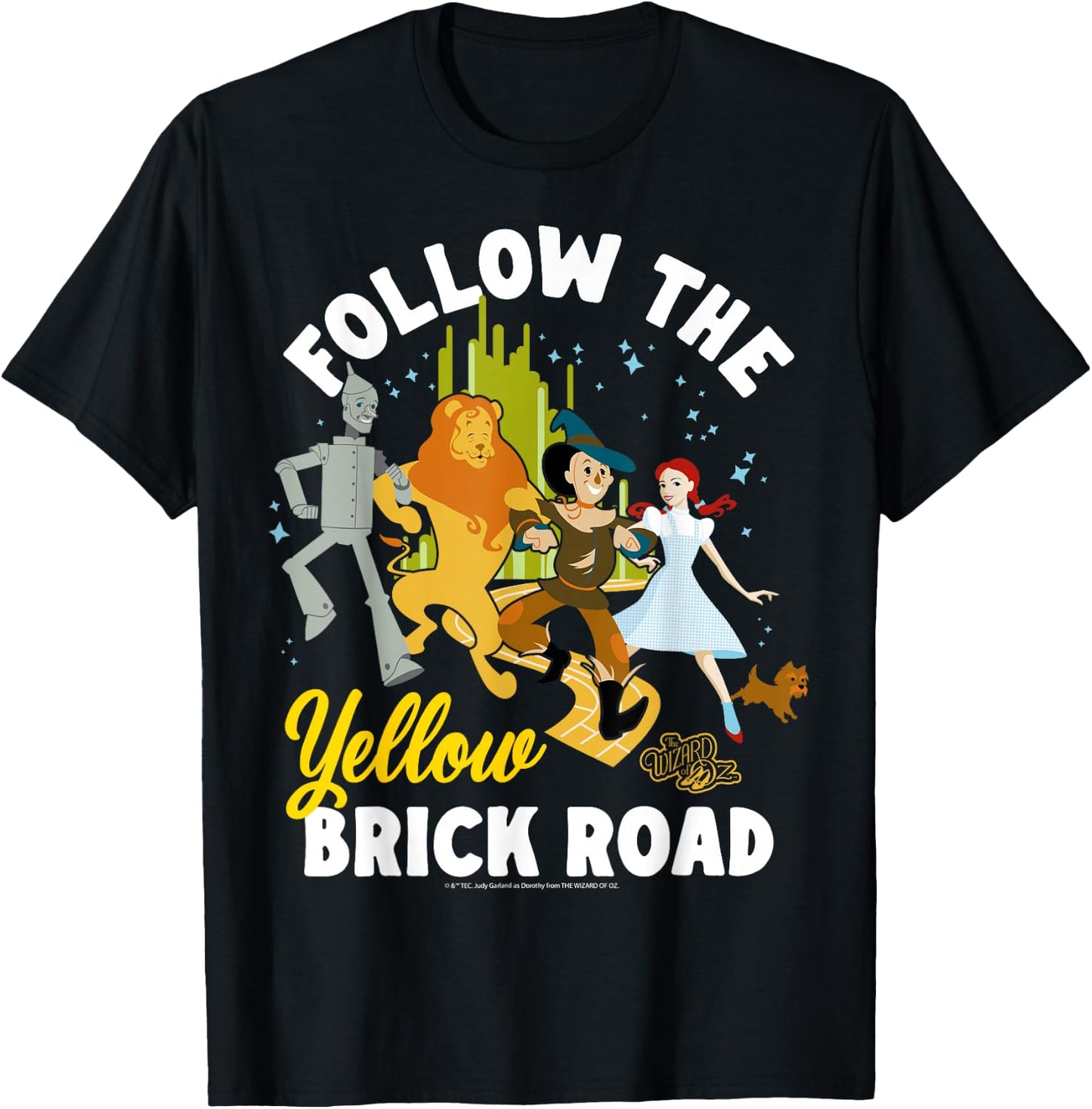The Wizard of Oz - Follow The Yellow Brick Road Characters T-Shirt - T-Shirt | Black