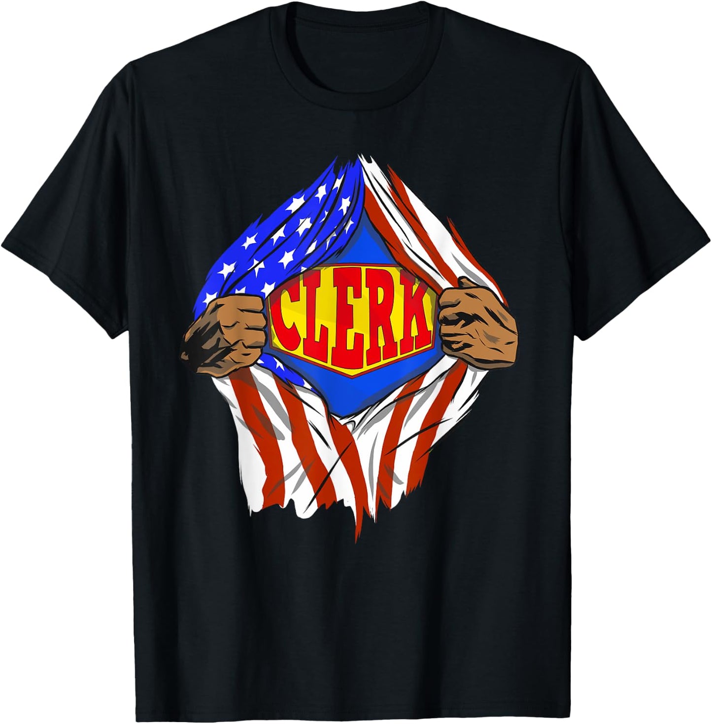 Funny Super Clerk Hero Job T-Shirt - T-Shirt | Black