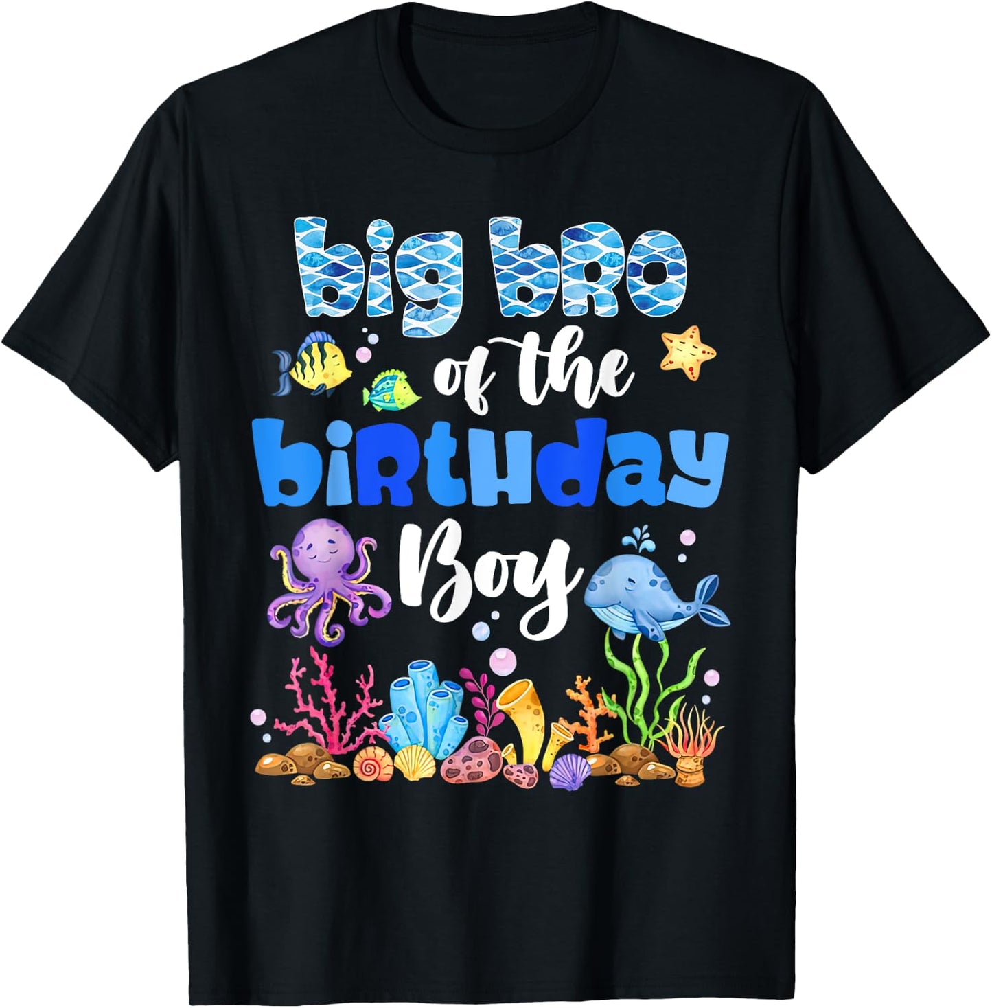 Big Brother Of The Birthday Boy Sea Fish Ocean Animals T-Shirt - T-Shirt | Black