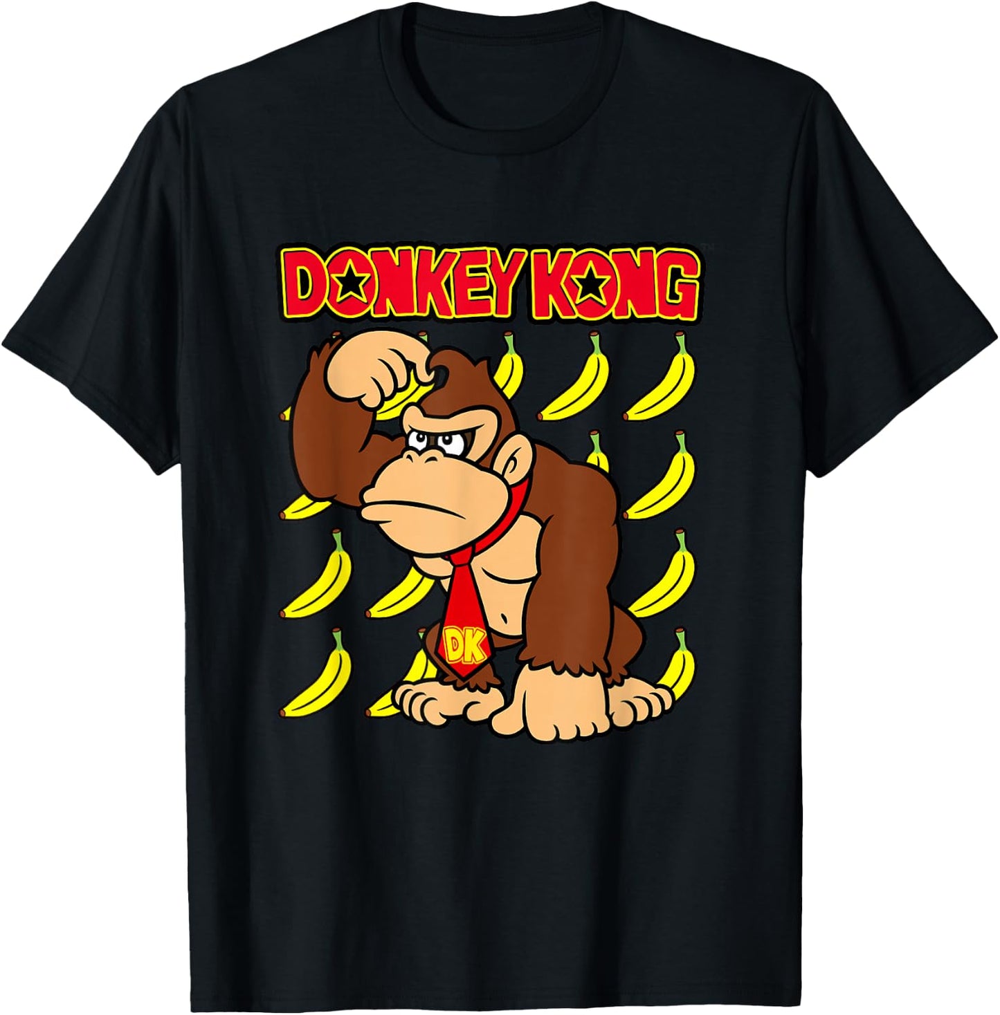 Donkey Kong Ape Thoughts Banana Background T-Shirt - T-Shirt | Black