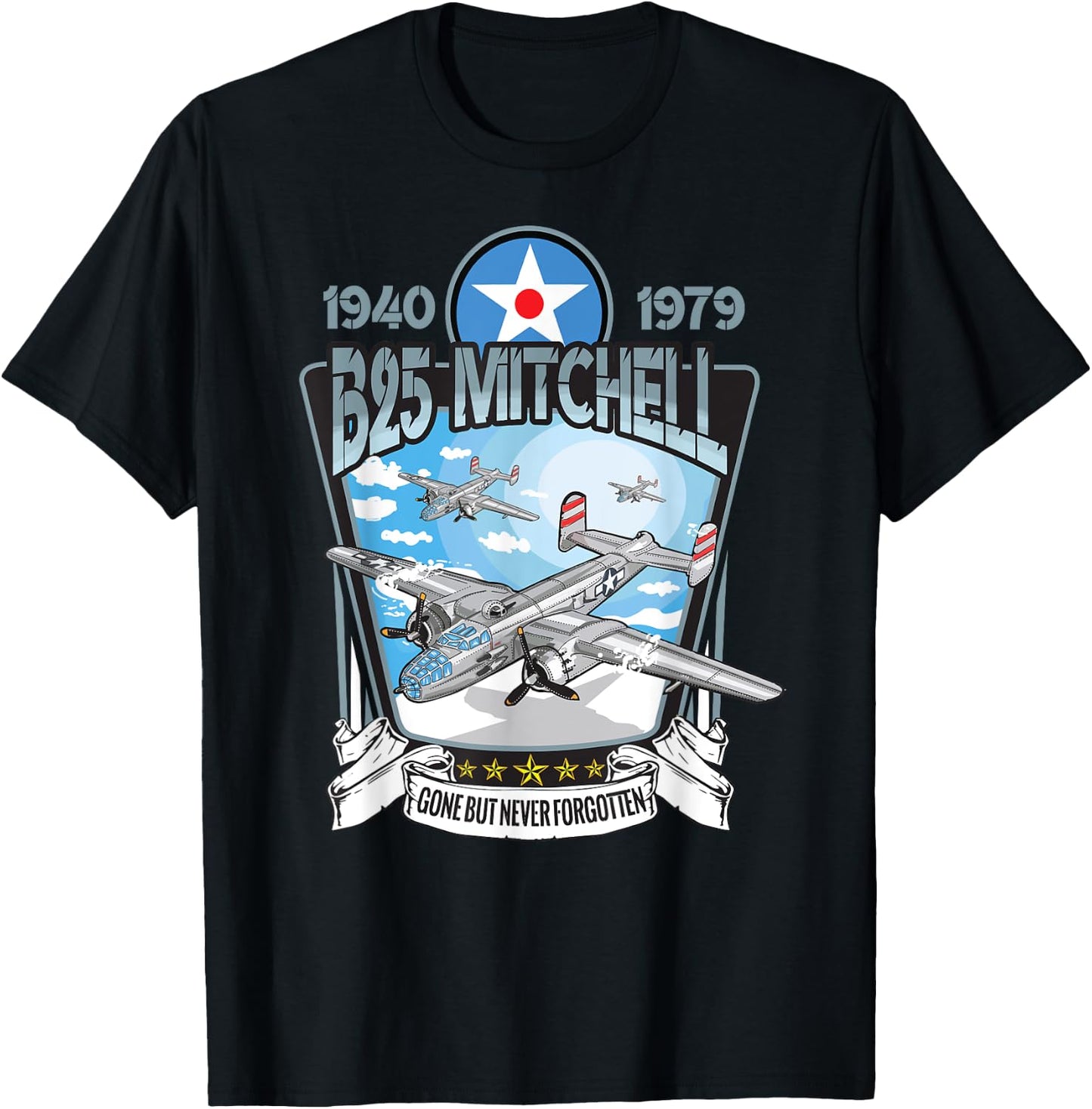 World War 2 American Aircraft WWII B-25 Mitchell Bomber T-Shirt - T-Shirt | Black