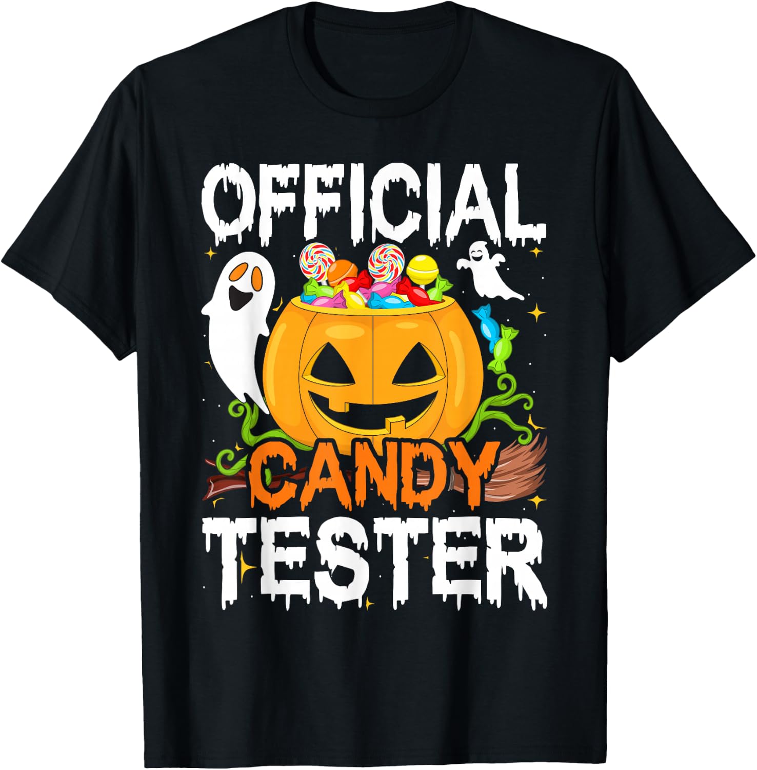 Halloween Party, Halloween Pumpkin Official Candy Tester T-Shirt - T-Shirt | Black