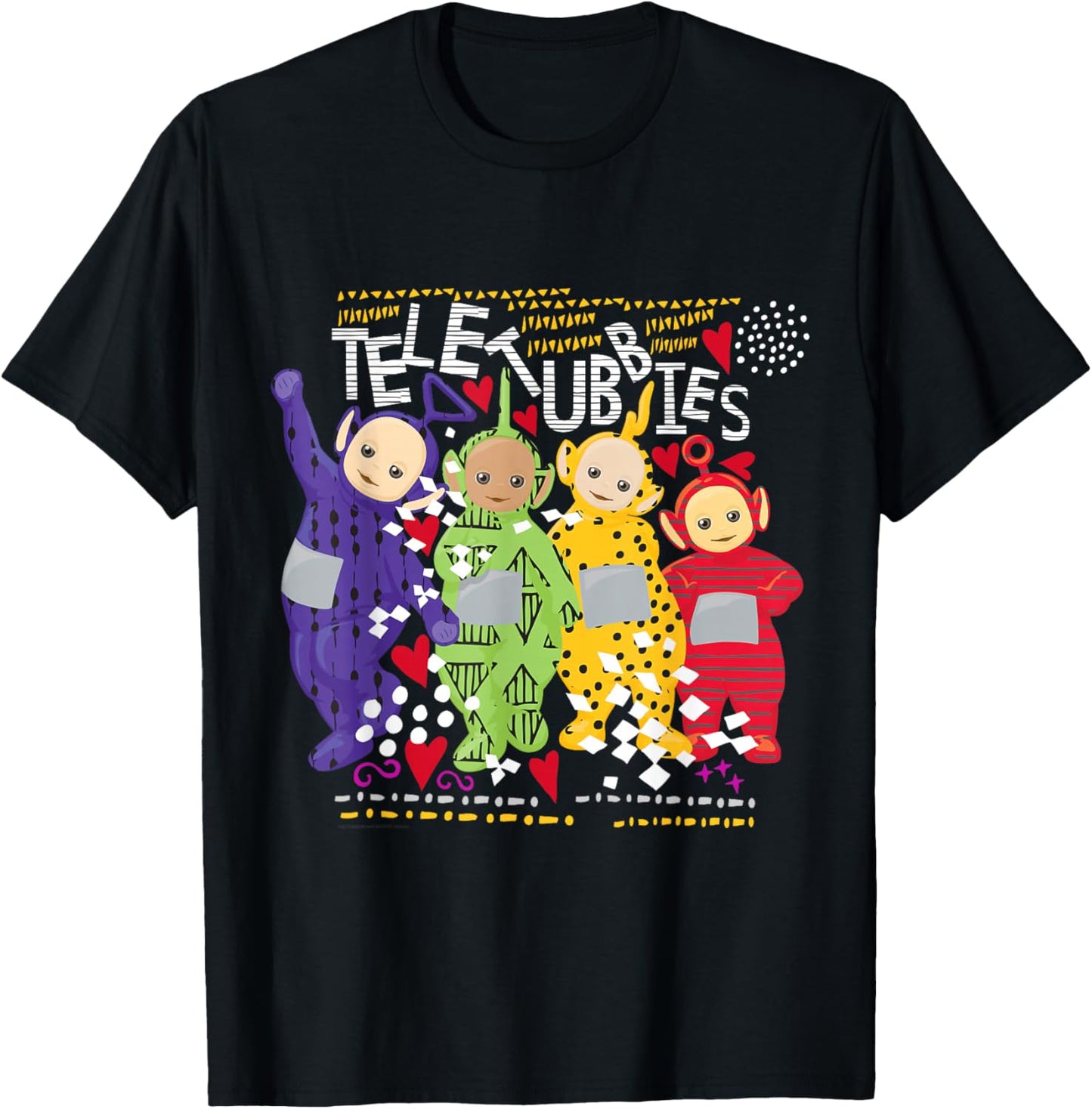 Teletubbies Adult T Shirt - Pattern Overload 3 T-Shirt - T-Shirt | Black