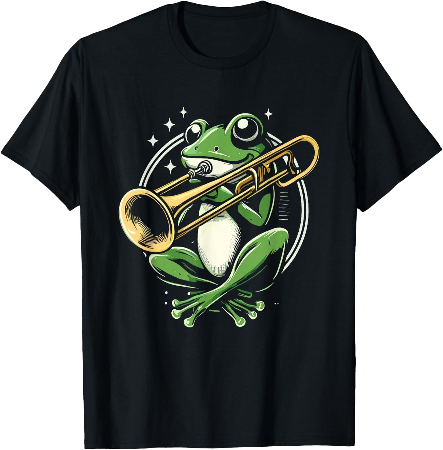 Frog Trombone Player T-Shirt - T-Shirt | Black
