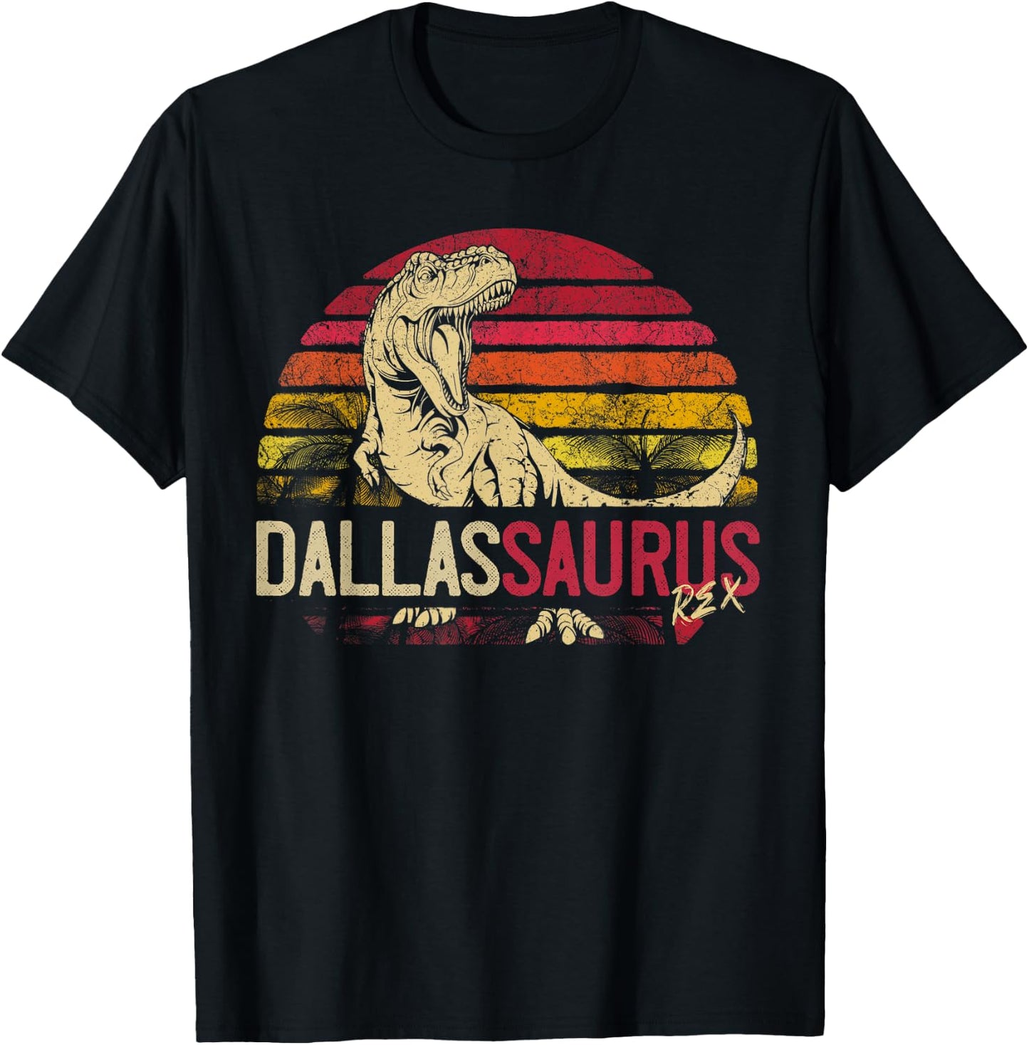Dallas Saurus Funny Personalized Dinosaur T Rex Name Gift T-Shirt - T-Shirt | Black