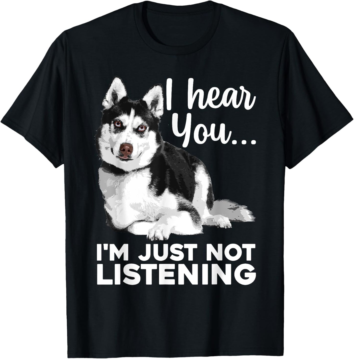 Funny Husky Dog Art Women Kids Siberian Husky Lover T-Shirt - T-Shirt | Black
