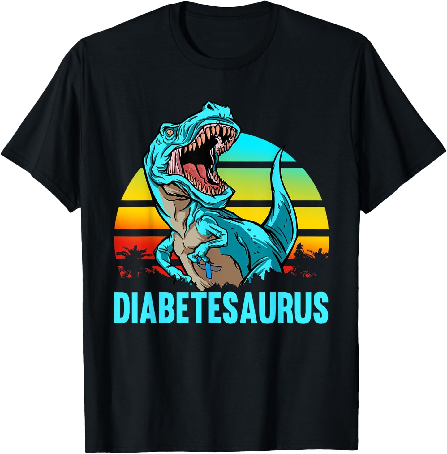 Diabetesaurus T-Rex Dinosaur Diabetic Diabetes Awareness T-Shirt - T-Shirt | Black
