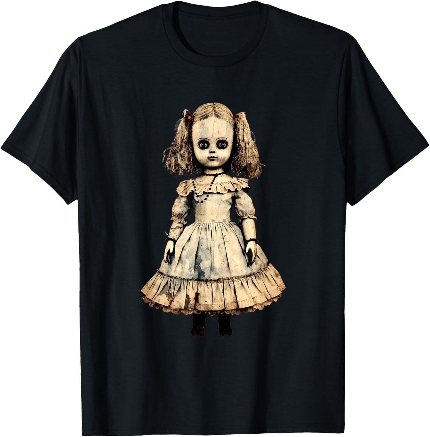 Vintage Scary Horror Doll Supernatural Gothic T-Shirt - T-Shirt | Black