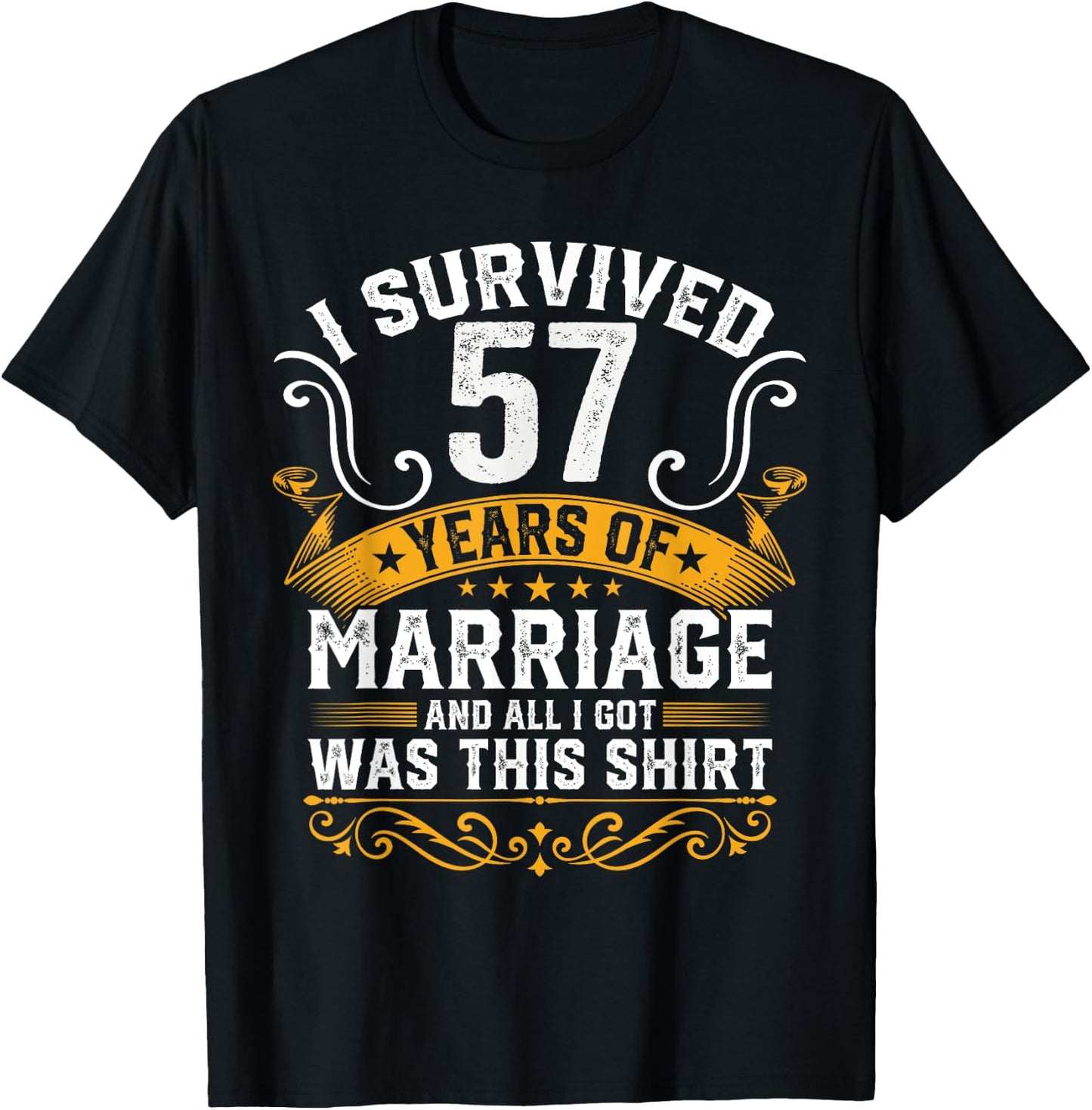 57th Wedding Anniversary shirt Couples Husband Wife 57 Years T-Shirt - T-Shirt | Black