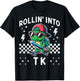 Rollin Into TK Dinosaur Skateboard Back to School Kid Funny T-Shirt - T-Shirt | Black