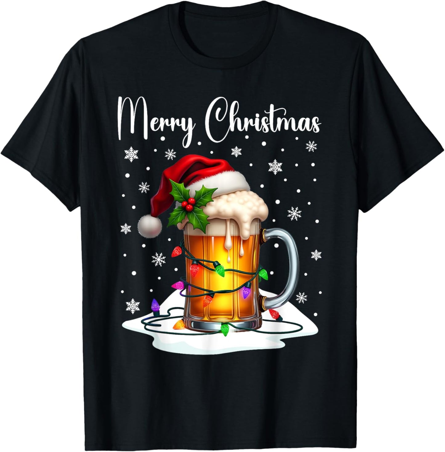 Christmas Pajamas Beer Mug Beer Glasses Beer Costume Santa T-Shirt - T-Shirt | Black