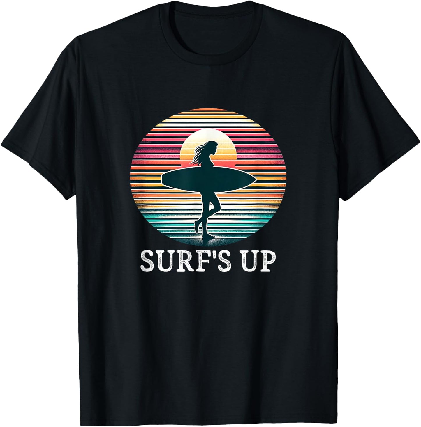 Surf's Up - Surfer Girl - Vintage Style T-Shirt - T-Shirt | Black
