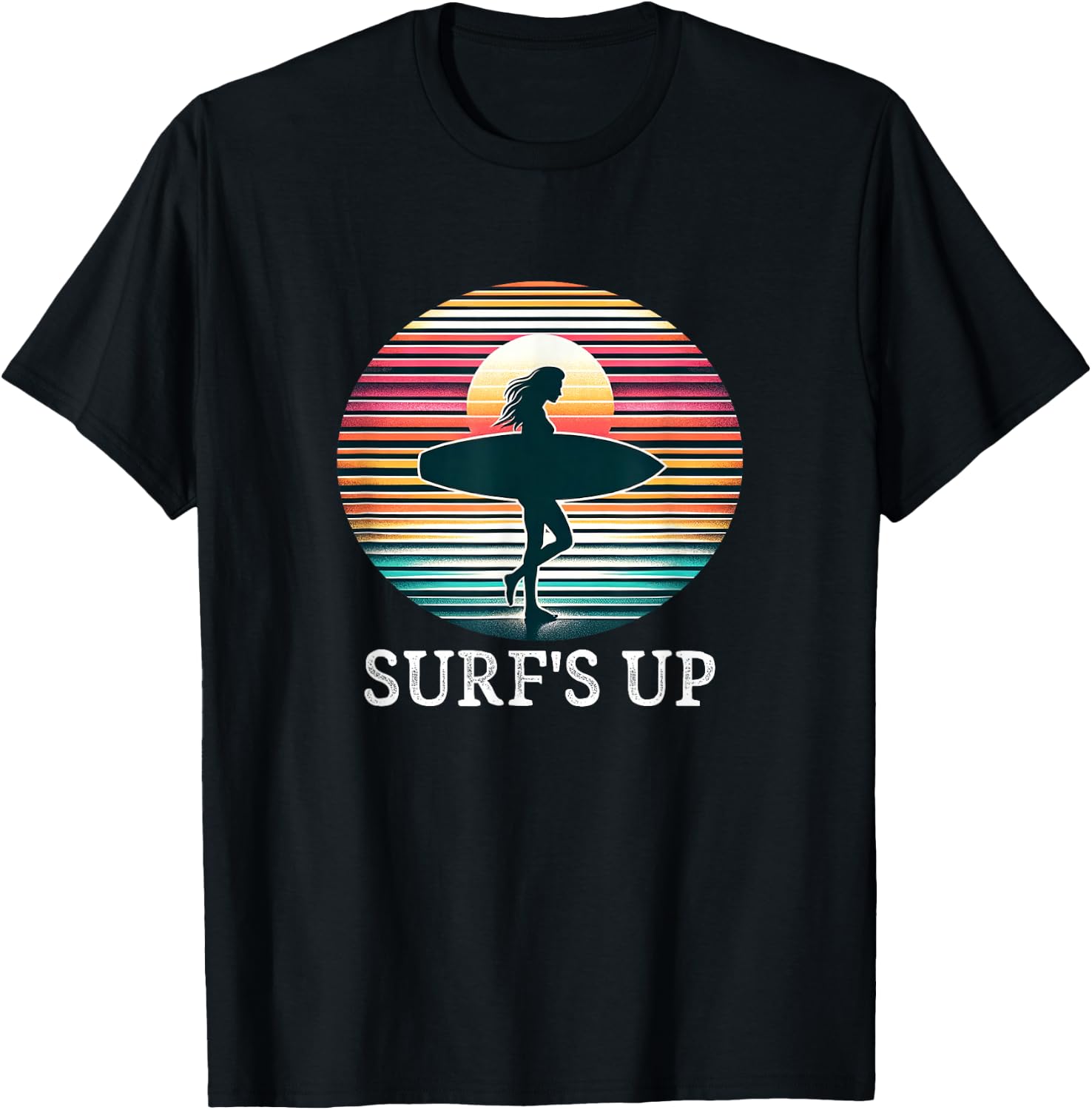 Surf's Up - Surfer Girl - Vintage Style T-Shirt - T-Shirt | Black