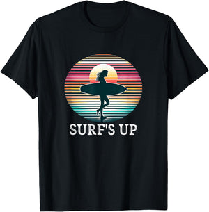 Surf's Up - Surfer Girl - Vintage Style T-Shirt - T-Shirt | Black
