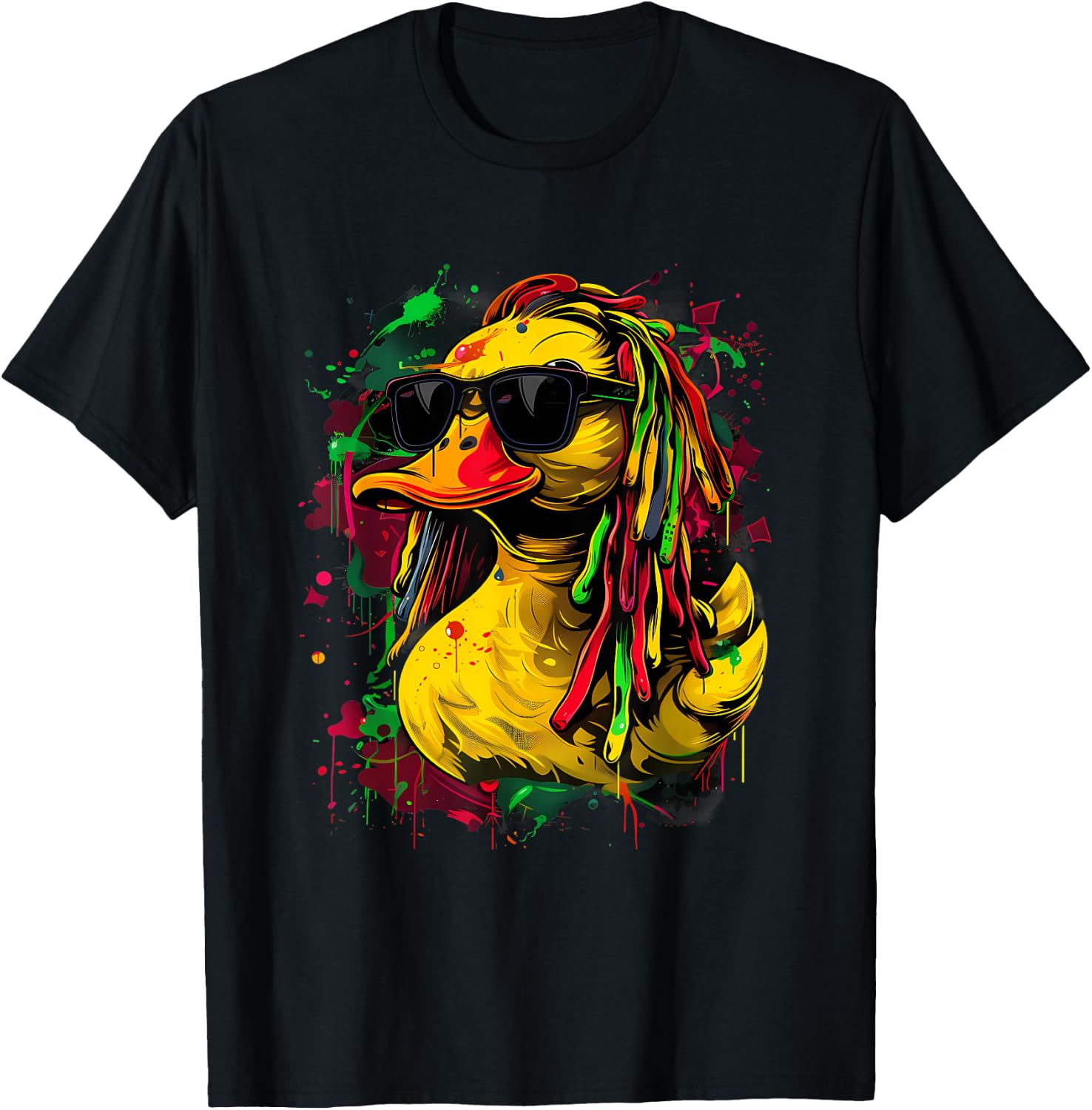 Jamaica Hippie Rasta Reggae Music Reggae Rubber Duck T-Shirt - T-Shirt | Black