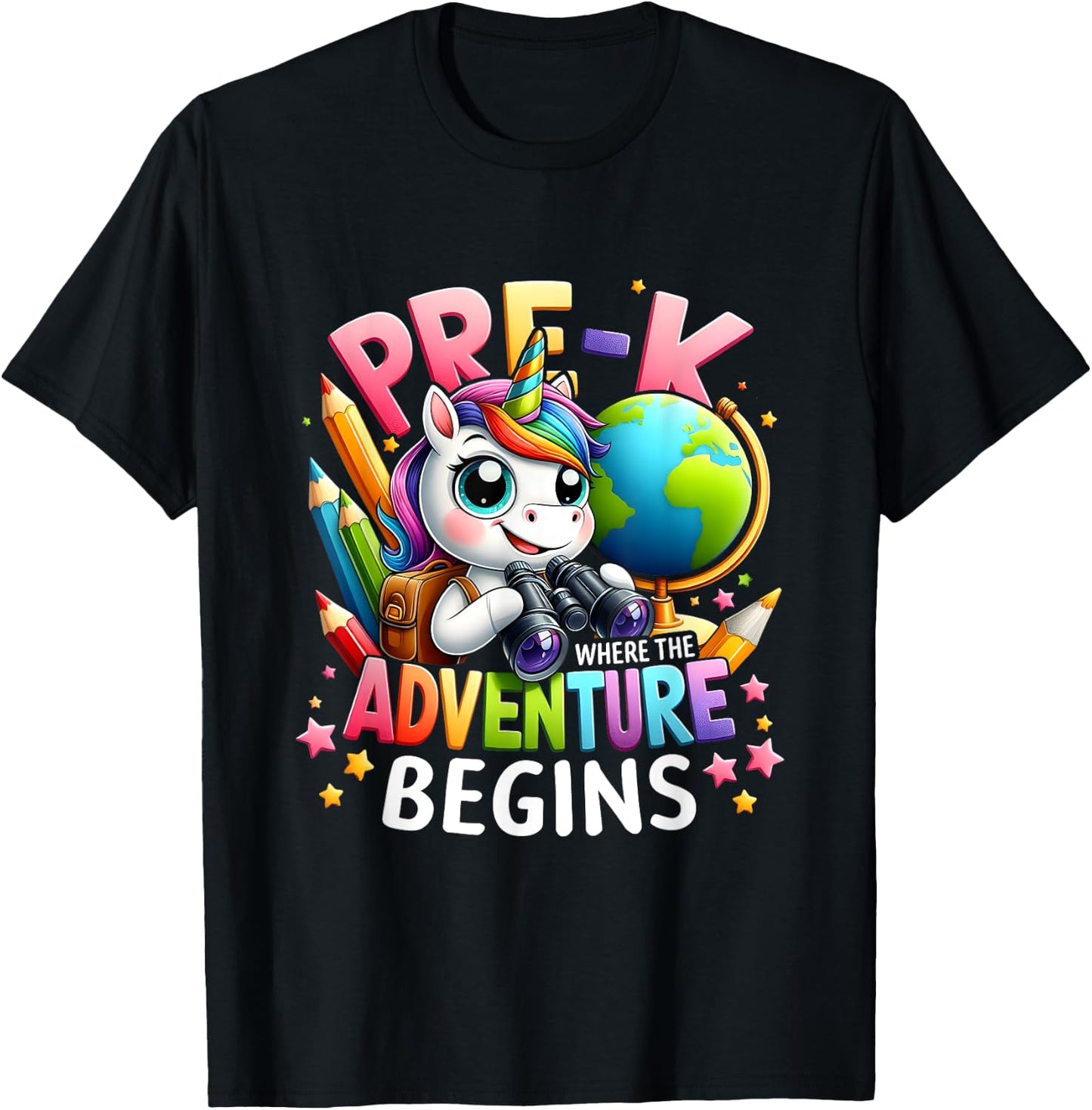 Cute Unicorn School Teacher Pre-K Where The Adventure Begins Women Kids T-Shirt - T-Shirt | Black
