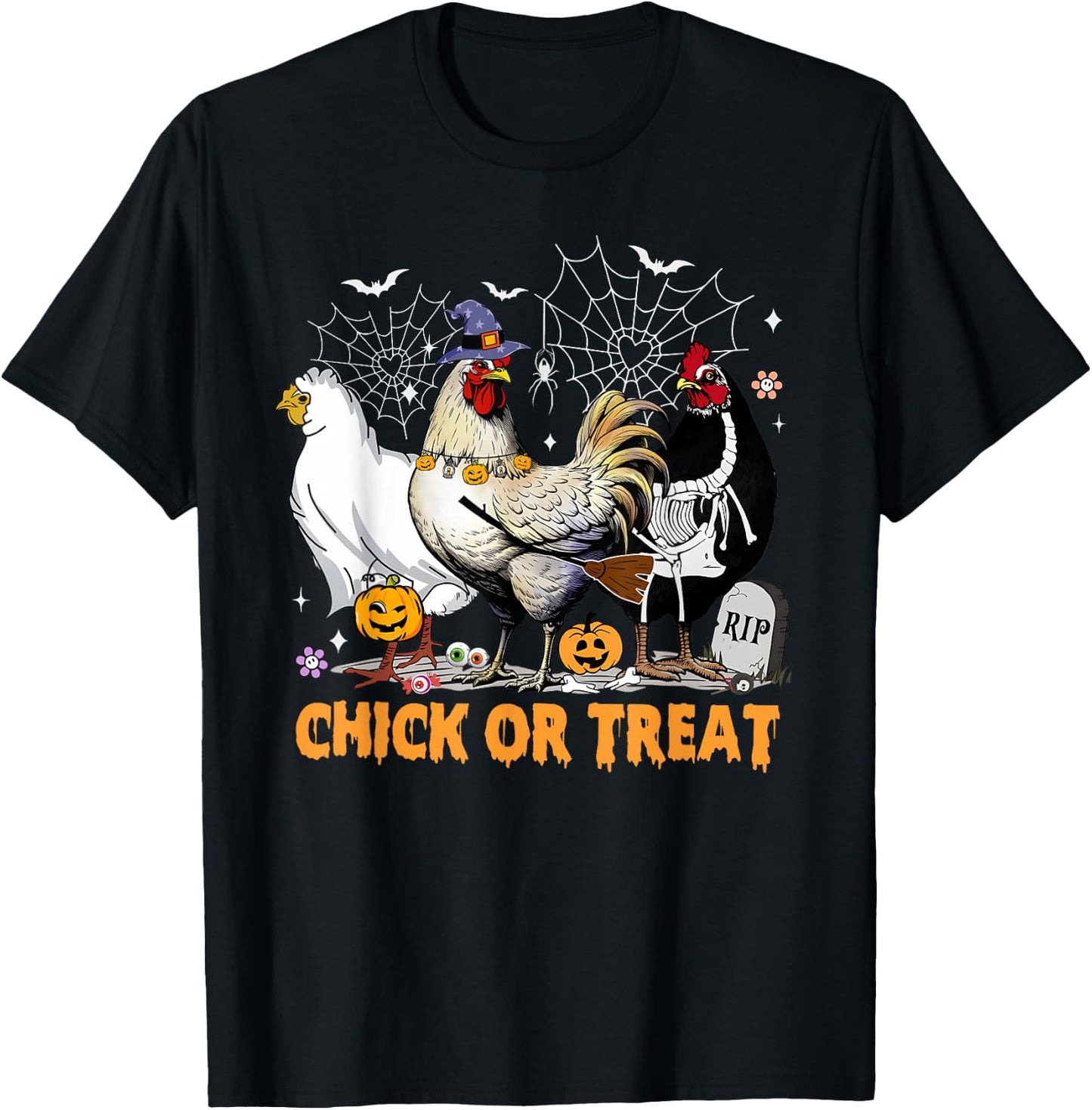 Halloween Chicken Pumpkin Chick Or Treat Spooky Season T-Shirt - T-Shirt | Black