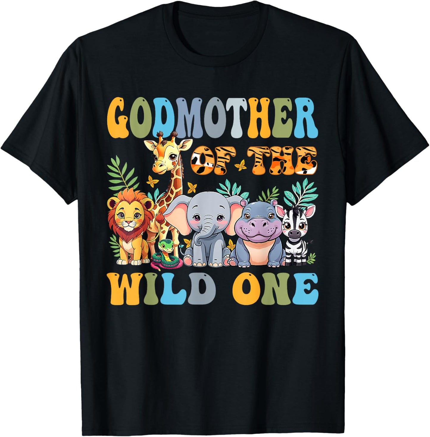 God Mother Of The Wild One 1st Birthday Safari Family T-Shirt - T-Shirt | Black