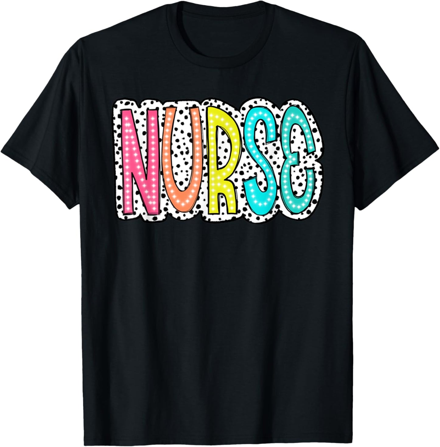 Nurse's Day Nurse Week Nurse Life 2025 Dalmatian Dots T-Shirt - T-Shirt | Black