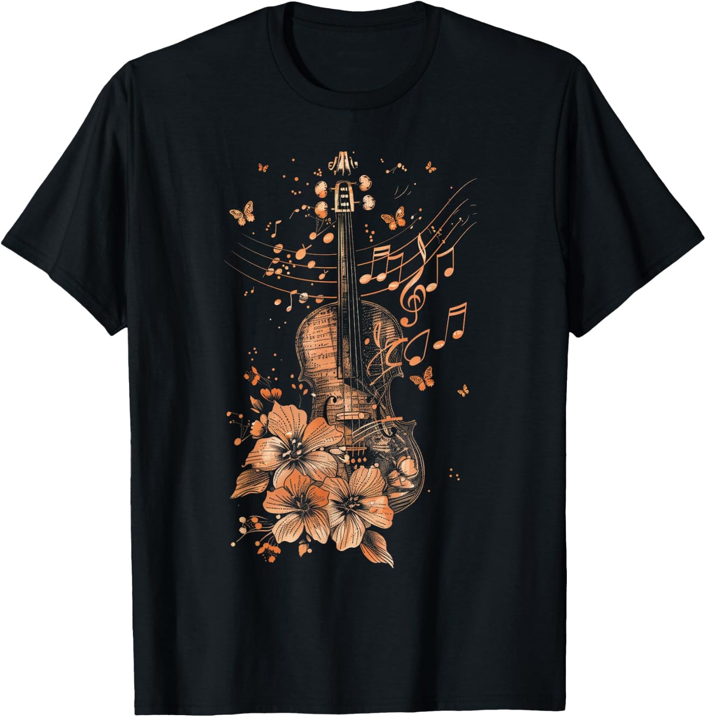 Violin Player Classical Music Notes Orchestra Violinist T-Shirt - T-Shirt | Black