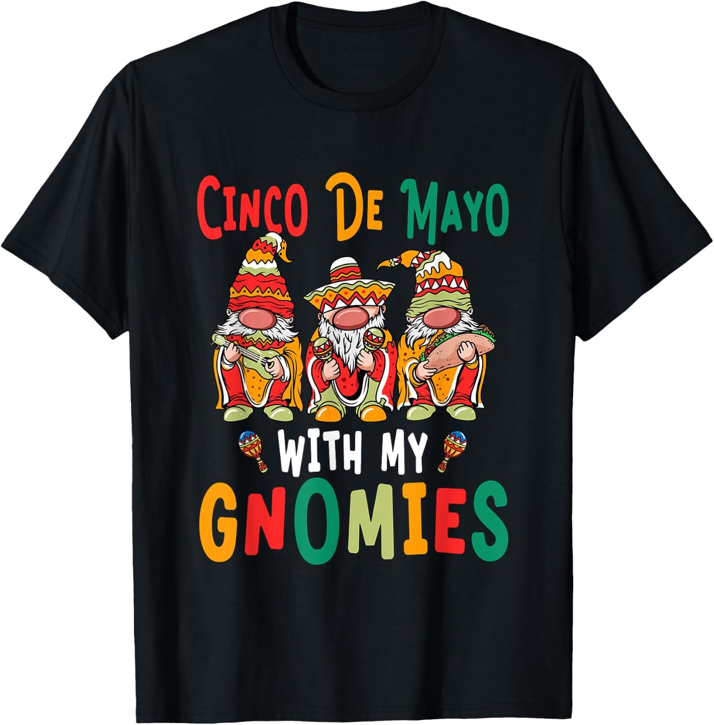Mexico Holiday Children Gnome Cingo De Mayo With My Cnomies T-Shirt - T-Shirt | Black