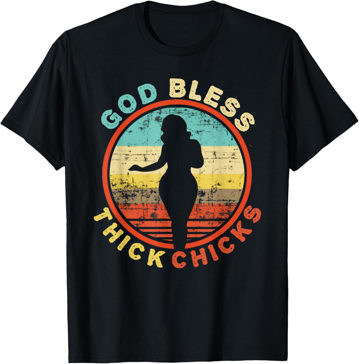 God Bless Thick Chicks Funny Thick Women Girl Christmas T-Shirt - T-Shirt | Black