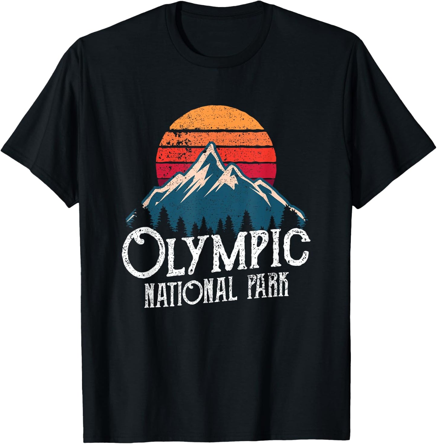 Olympic National Park Washington Mountains Retro T-Shirt - T-Shirt | Black