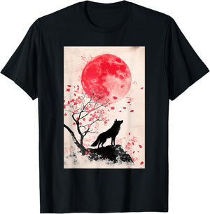 Okami Wolf Japanese Anime Kawaii Blossom Cherry T-Shirt - T-Shirt | Black
