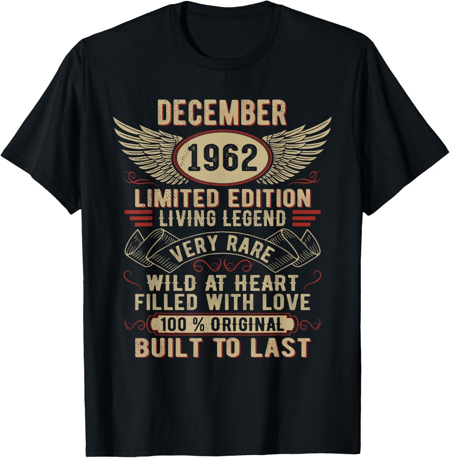 Legend Born In December 1962 Vintage Birthday T-Shirt - T-Shirt | Black