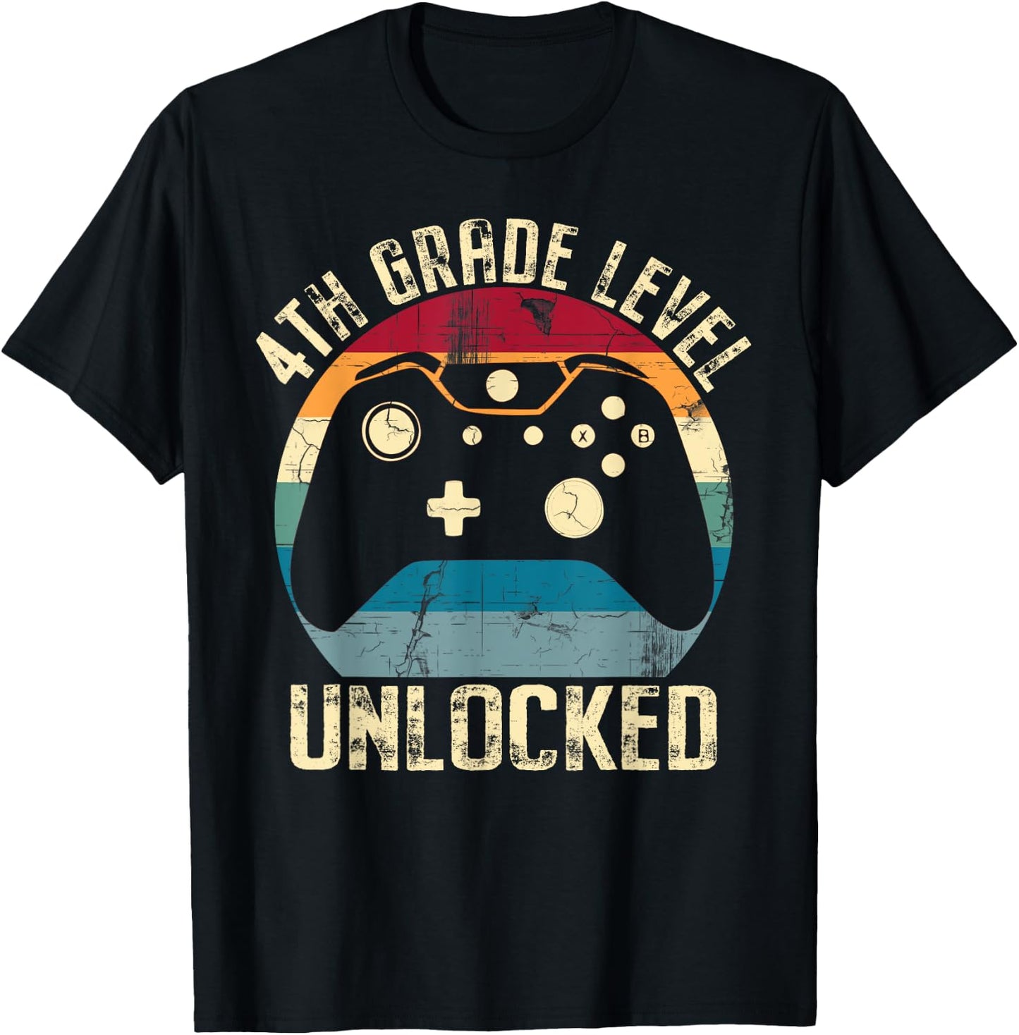 4th Grade Level Unlocked Back to School First Day Gamer Kid T-Shirt - T-Shirt | Black