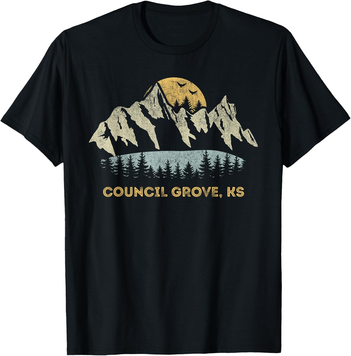 Council Grove Kansas Mountain Sunset Sunrise KS T-Shirt - T-Shirt | Black