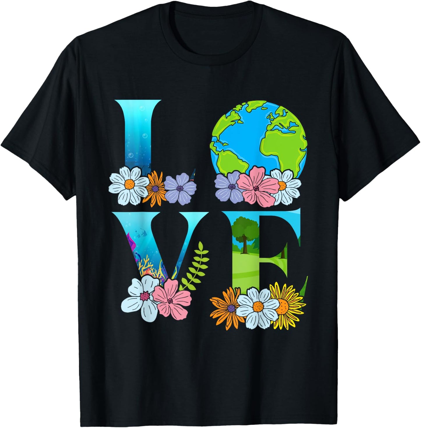 Love World Earth Day 2026 Planet Women Kids T-Shirt - T-Shirt | Black