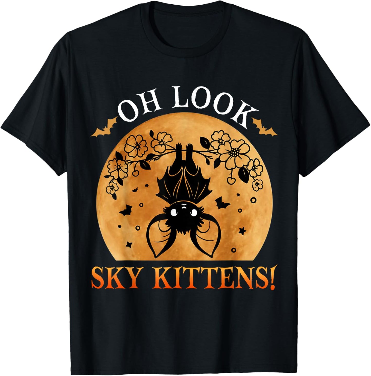 Oh Look Sky Kittens Funny Bat Lovers Halloween Costume Kids T-Shirt - T-Shirt | Black