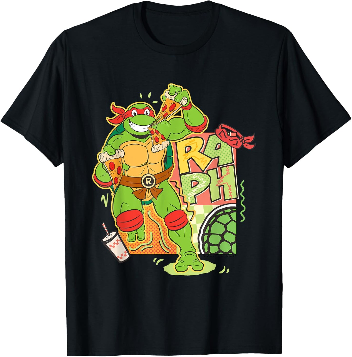 Teenage Mutant Ninja Turtles Raphael Pizza T-Shirt - T-Shirt | Black